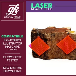 Diamond Geometric Earrings - Pop Art Mod - 1/8" (.12") Material - Digital Download SVG - Glowforge Mira Thunder Omtech K40 FSL