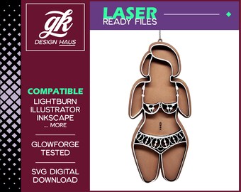 Gingerbread Cookie Woman in Lacy Swimsuit Outfit- Digital Download SVG - Glowforge Tested, Thunder, Mira, FSL, Aeon, SVG Cut File