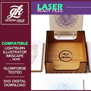 6 Tile Coaster Holder Design made for 1/4" (.21") Material - Digital Download SVG - Glowforge Mira Thunder Omtech K40 FSL