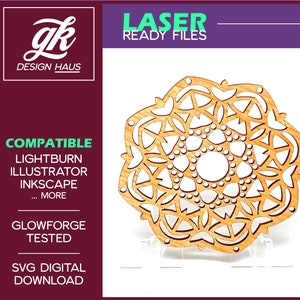 Ornement floral de style art populaire, 1/8 » (.12 ») Matériel - Téléchargement numérique SVG - Glowforge Mira Thunder Omtech K40 FSL