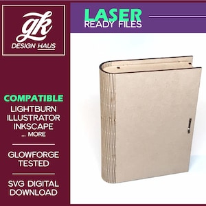 Laserskuren boklåda SVG-fil | Living Hinge Design (digital nedladdning)