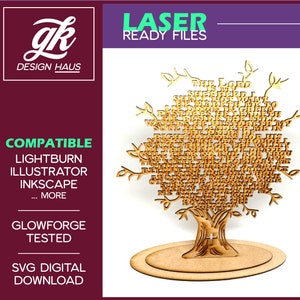 Psalm 23 Baum Display - 1/8" (.12") Material - Digital Download SVG - Glowforge Mira Thunder Omtech K40 FSL