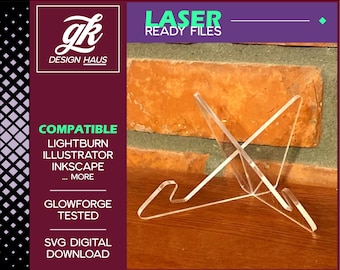 Medium Acrylic X-Style Stand Design made for 1/8&quot; (.11&quot;) Material - Digital Download SVG - Glowforge Mira Thunder Omtech K40 FSL