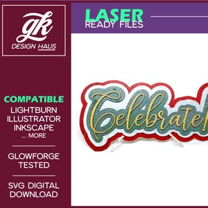 Layered Feiern! Schild / Wand dekor (einfach) - 1/8" (.12") Material - Digital Download SVG - Glowforge Mira Thunder Omtech K40 FSL