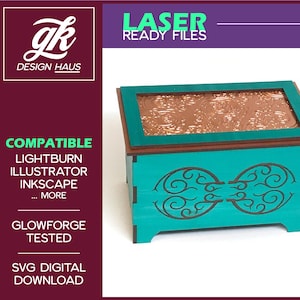 Trinket box with Lid for 1/8" (.12") Material - Digital Download SVG - Glowforge Mira Thunder Omtech