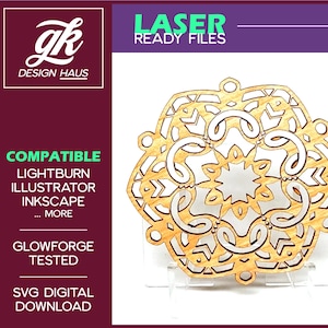 Folk Art Style Ribbons Ornament - 1/8" (.12") Material - Digital Download SVG - Glowforge Mira Thunder Omtech K40 FSL