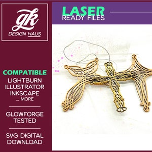 BUNDLE - Elegant Cross Ornament - 1/8" (.12") Material - Digital Download SVG - Glowforge Mira Thunder Omtech K40 FSL