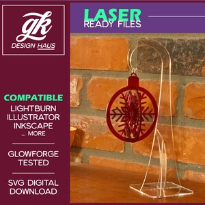 Ornament Stand Design Modern made for 1/4" (.21") Material - Digital Download SVG - Glowforge Mira Thunder Omtech K40 FSL