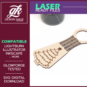 Wine Gift Tag with Christmas Tree and Diamond Design Living Hinge for 1/8" (.12") Material  - Digital Download SVG - Glowforge Mira Omtech