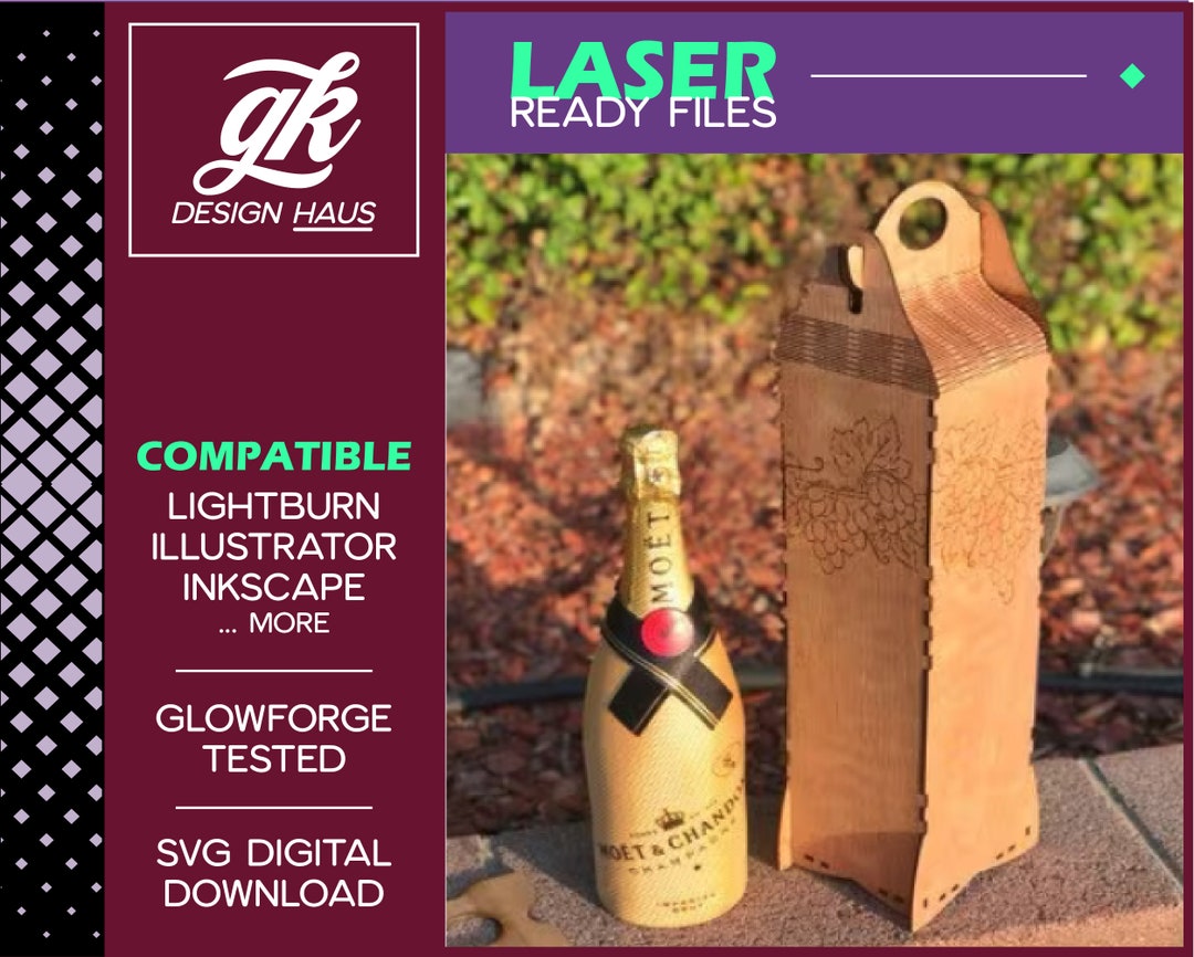 New Year's DIY Champagne Bottle Box with instant SVG download