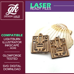 Azteken inspirierte Ohrringe - 1/8 "(.12") Material - Digital Download SVG - Glowforge Mira Thunder Omtech K40 FSL - Maya Mexikanisch MesoAmerican