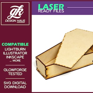 Laser Cut Coffin Shaped Box 8 inch size | pet funeral, casket, 30th birthday, ex-boyfriend / girlfriend, altar, toy | Glowforge Lightburn