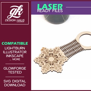 Wein Geschenkanhänger mit Schneeflocke und Diamant Design Wohnscharnier für 1/8" (.125") Material - Digital Download SVG - Glowforge Mira Omtech