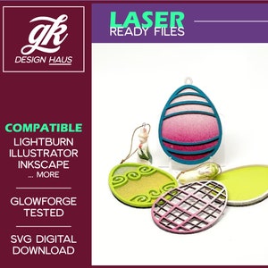 BUNDLE - Easter Egg TRADITIONAL Designs w/ Ornament and Bow Post tm Backers - Digital Download SVG - Glowforge Mira Thunder K40 Omtech