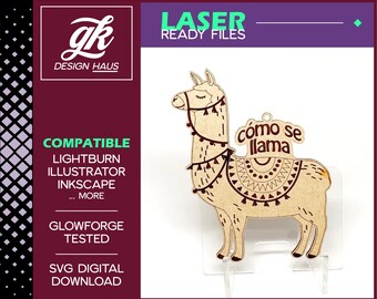 Como se Llama Humorous Ornament - 1/8" (.12") Material - Digital Download SVG - Glowforge Mira Thunder Omtech K40 FSL - Funny Llama Drama