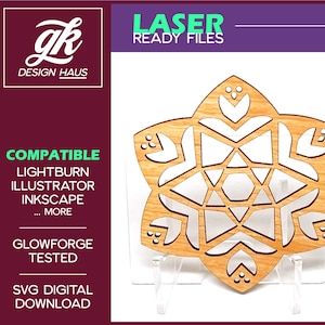Folk Art Style Blumen Ornament - 1/8" (.12") Material - Digital Download SVG - Glowforge Mira Thunder Omtech K40 FSL