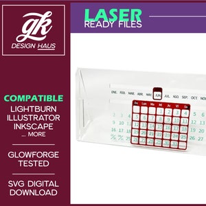 Calendrier perpétuel Tabbed Fit - ESPAGNOL - 10 pouces - 1/4 » (.21 ») - Téléchargement numérique SVG - Glowforge Mira Omtech K40 - ESPANOL