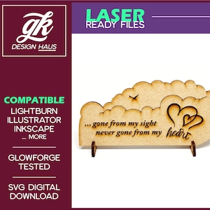 Grief Clouds Plaque with optional stand feet - Memorial Display - Digital Download SVG - Glowforge Mira Thunder Omtech K40 FSL - Memento