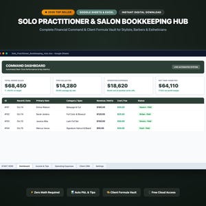Puede incluir: Un centro de contabilidad digital para profesionales independientes y salones, con un panel de control de métricas financieras automatizadas, ventas brutas, propinas, gastos y un archivo de fórmulas para estilistas y barberos.