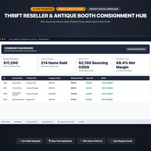 Reseller Spreadsheet Google Sheets Antique Booth Consignment SKU Inventory Cross Listing Sourcing Net Profit P&L Tracker Excel