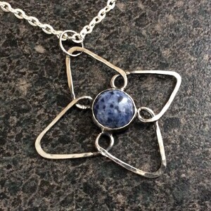 BLUE VIOLET Blue Flower Pendant, Sterling Silver Pendant, Silver Jewelry, Artisan Jewelry, Blue Sodalite, BP75 image 3