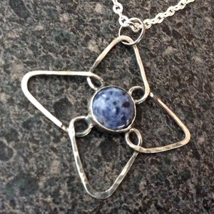 BLUE VIOLET Blue Flower Pendant, Sterling Silver Pendant, Silver Jewelry, Artisan Jewelry, Blue Sodalite, BP75 image 1