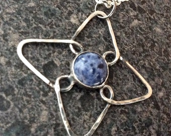 BLUE VIOLET - Blue Flower Pendant, Sterling Silver Pendant, Silver Jewelry, Artisan Jewelry, Blue Sodalite, BP75