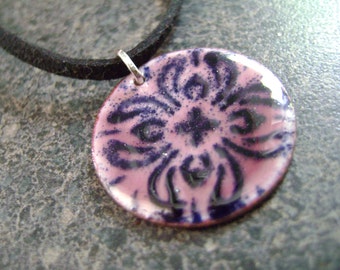 PINK MANDALA - Mandala Pendant, Enamel Necklace, Enamel Jewelry, Spiritual Pendant, Necklace, Spiritual Jewelry, Pink Pendant, EP10