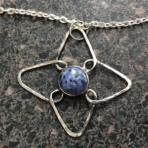 BLUE VIOLET Blue Flower Pendant, Sterling Silver Pendant, Silver Jewelry, Artisan Jewelry, Blue Sodalite, BP75 image 4