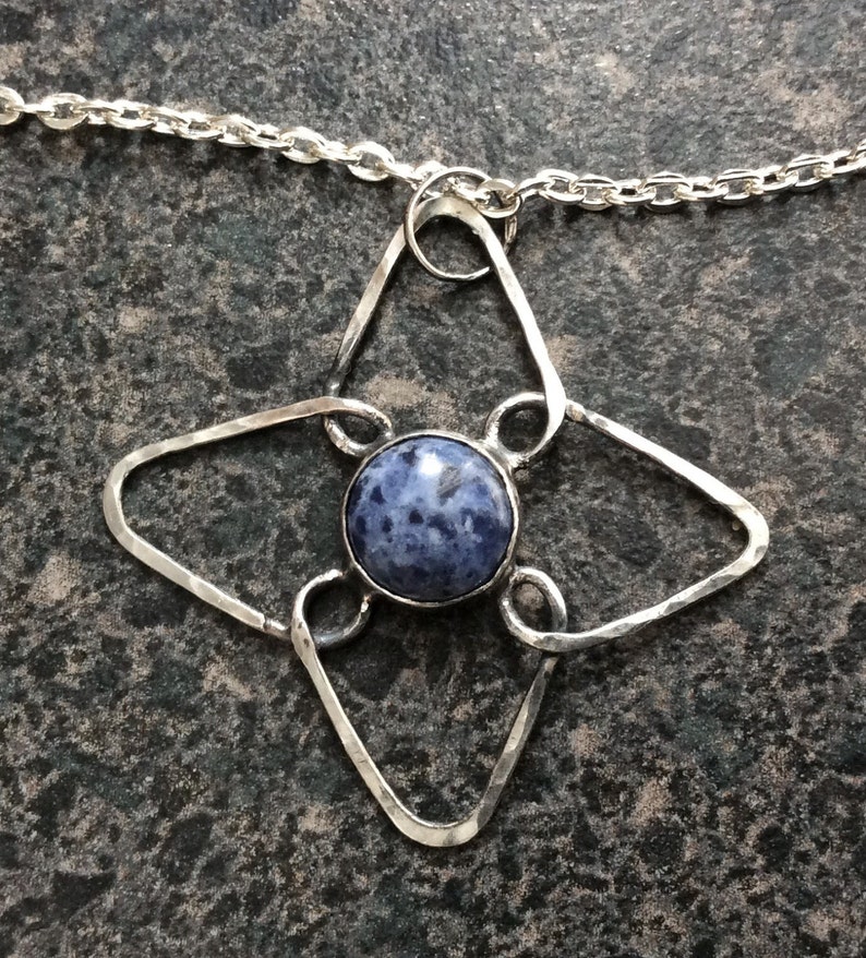 BLUE VIOLET Blue Flower Pendant, Sterling Silver Pendant, Silver Jewelry, Artisan Jewelry, Blue Sodalite, BP75 image 4