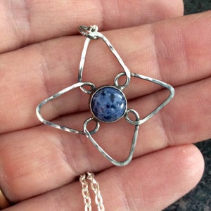 BLUE VIOLET Blue Flower Pendant, Sterling Silver Pendant, Silver Jewelry, Artisan Jewelry, Blue Sodalite, BP75 image 2