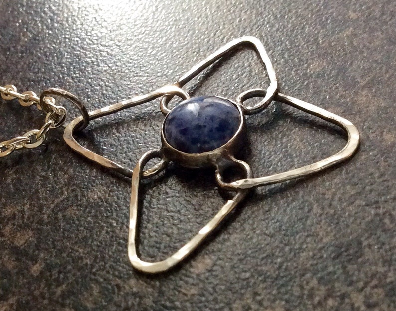 BLUE VIOLET Blue Flower Pendant, Sterling Silver Pendant, Silver Jewelry, Artisan Jewelry, Blue Sodalite, BP75 image 5