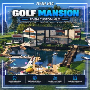 Mansión de golf FiveM MLO / Mapa de rol de casa de lujo junto al lago y muelle