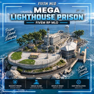 Mega Lighthouse Prison FiveM MLO | Prison Island Map | RP Jail Interior | Custom FiveM Maps