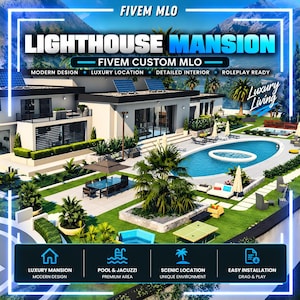 FiveM Lighthouse Mansion MLO | Luxury Villa with Pool & Jacuzzi