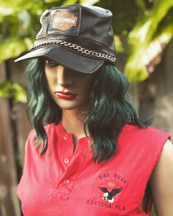 harley leather hat