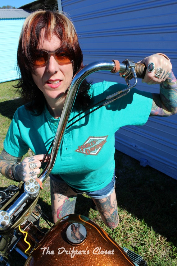 Vintage Harley-Davidson teal shirt 80s Jacks Illin