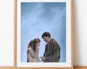 The Office Painting Print | Jim and Pam Oil Painting | A4 Print of Authentic Handmade Painting
