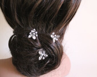 Bridal Hair Pin, Hair Pin for Bride, Hairpin, Rhinestone and Pearl Hair Pin , Crystal Jewelry, Silver Hair Jewelry, Beach Wedding