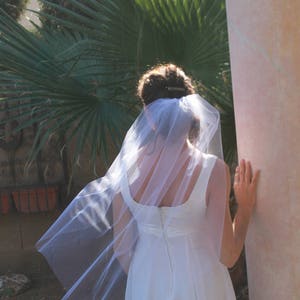 Fingertip Veil, Raw Edge, Soft Veil, Wedding Veil, Classic, Simple Veil, Short Veil, Bridal Accessories, Beach Wedding