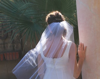 Fingertip Veil, Raw Edge, Soft Veil, Wedding Veil, Classic, Simple Veil, Short Veil, Bridal Accessories, Beach Wedding