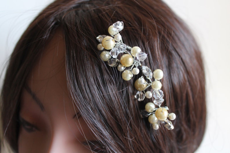 Hair Fascinator Wedding Head Piece Wedding Pins Bridal Head Piece Vintage Bridal Pins Pearl Clip Beach Wedding Crystal Clip