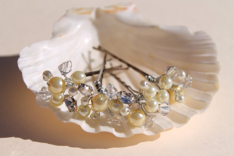 Hair Fascinator Wedding Head Piece Wedding Pins Bridal Head Piece Vintage Bridal Pins Pearl Clip Beach Wedding Crystal Clip