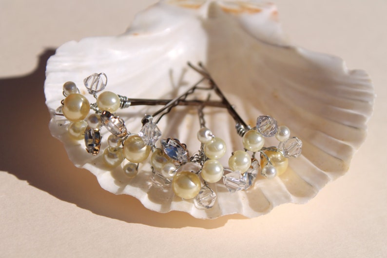 Hair Fascinator Wedding Head Piece Wedding Pins Bridal Head Piece Vintage Bridal Pins Pearl Clip Beach Wedding Crystal Clip