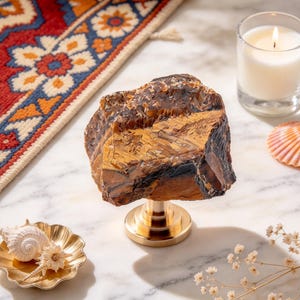 Natural Tiger Stone Drawer Knob, Raw Crystal Cabinet Pulls, Boho Dresser Handle, Luxury Brass Furniture Hardware, Boho Dresser Hardware