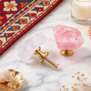 Natural Crystal Cabinet Knobs, Raw Stone Drawer Knobs, Crystal Dresser Pulls, Boho Kitchen Cabinet Decor,  Healing Stone Furniture Decor