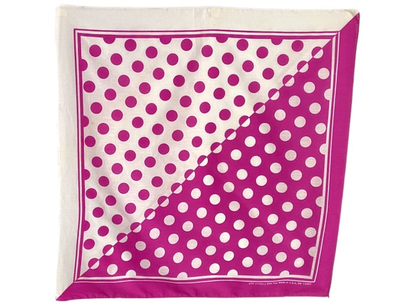 Vintage // Square Magenta Pink & White Polka Dot … - image 7