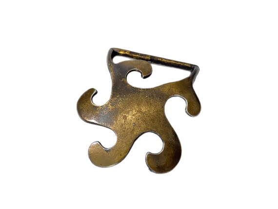 Vintage // Retro Cast Brass Belt Buckle, Abstract… - image 4