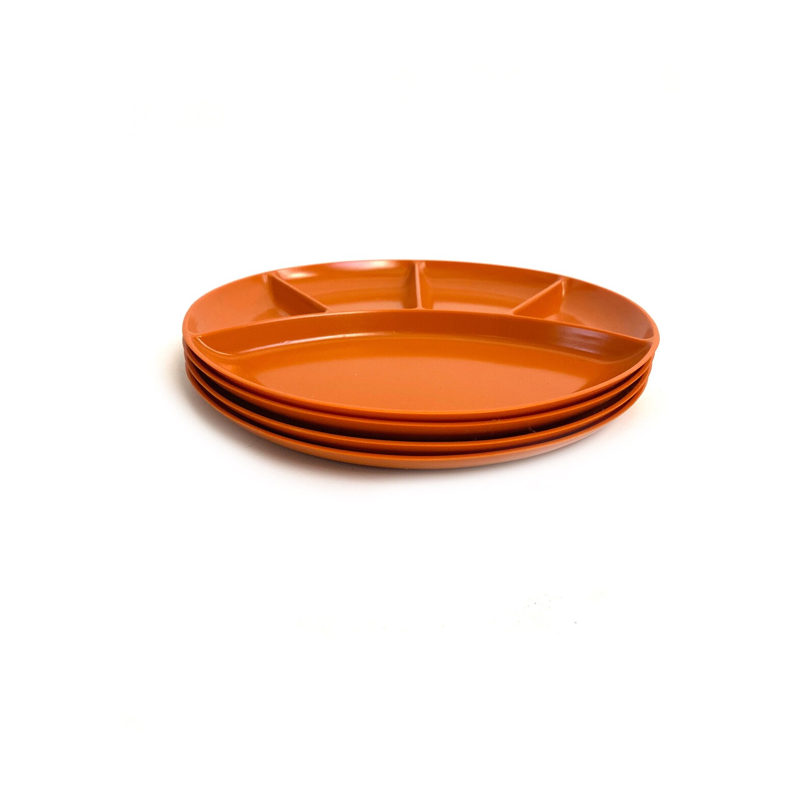 Vintage // Burnt Orange Divided Plastic Melamine Plate Set of Etsy