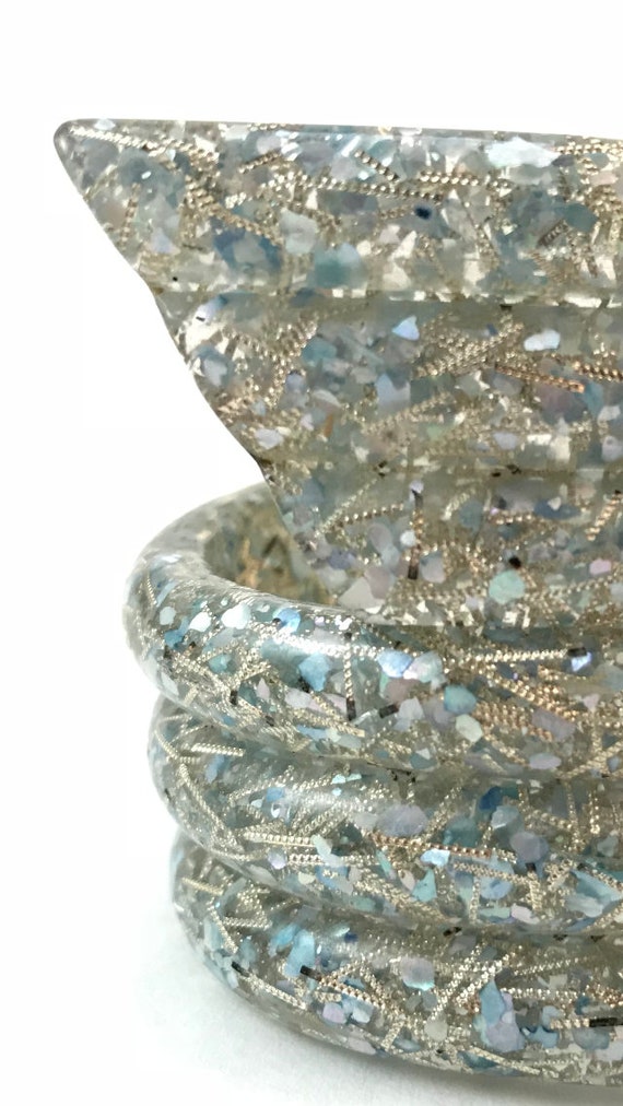 Vintage // Confetti Lucite Clamper Bracelet, Gift… - image 8